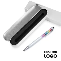 Crystal Custom Logo Touch Screen Ballpoint Pen Creative Diamond Metal Signature with Engrav Box Gift Office Stationery Pennor