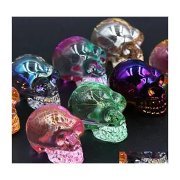 Stone Crystal Glass Skl Carved Electroplating Crafts Ornaments Skeleton Shape Hand Piece Home Decoration Accessories Gift 18X24Mm Dr Dhc3K