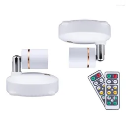 Lâmpadas de mesa Luzes de vista sem fio JHD Bateria Operado por acento de bateria Indoor Dimmable LED Spotlight em qualquer lugar Rotatable Wall Light (2 pacote)