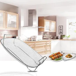 Servis uppsättningar rostfritt stål BBQ Net rack kök värmebeständig hylla multifunktion ångad stekt filter serveringsplattor bakning kylning