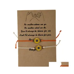Очарование браслетов 2pcs/set Wish Card веревка для женщин -пара восковой подсолнечный браслет с рождественскими подарками аксессуаров 795 Drop Deli DHM1H