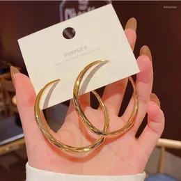 Hoop Earrings 2023 Fashion 1 Pair Large Stainless Steel Circle Round Huggie For Women Men Ear Ring Bone Buckle