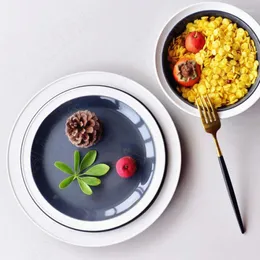 Plates European Ceramic Painted Decorative Western Steak Dishes Restaurant Serving Trays Fruit Salad Plate Kitchen Utensils