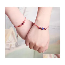 Catena di collegamento perline in pietra naturale perle bracciale intrecciate fatte a mano in pietra estiva in pietra moonne di luna fortunato braccialetti di corda rossa per wome dhvyx