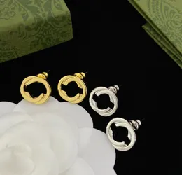 Lüks tasarımcı birbirine geçen mektup cazibesi küpe, erkekler için damga aretes marka kulak saplamalarına sahip kadınlar kadın partisi düğün mücevher hediyesi kutu
