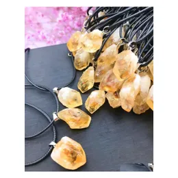 Pendant Necklaces Natural Irregar Rough Yellow Stone Healing Crystal Gemstone Necklace Women Jewelry Drop Delivery Pendants Dhedn