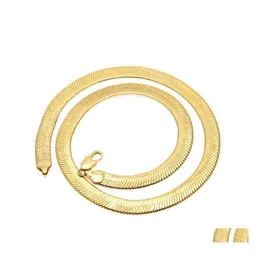 Łańcuchy 8 10 mm złoty łańcuch węża Naszyjnik męski spłaszczony gładki 30 cali dla kobiet biżuterii biżuterii