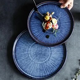 Miski Kinglang 1pcs niebieski kolor płytki ceramiczne naczynie stołowe stoli