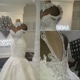 Сексуальные роскошные дуба -арабские русалки Свадебные платья свадебные платья Высокая шея