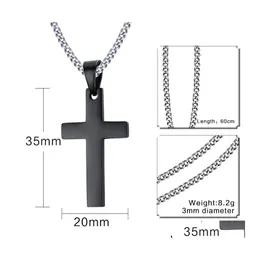 Pendant Necklaces 316L Stainless Steel Cross Men S Religion Faith Titanium Crucifix Charm Link Chain For Women Fashion Jewelry Drop Otifn