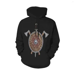 Felpe con cappuccio da uomo INTERESTPRINT Felpa con cappuccio grafica Viking Axe Sword End Shield Felpa con cappuccio pullover casual