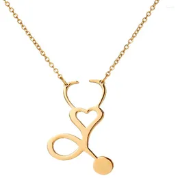 Pendant Necklaces Design Stainless Steel Jewelry Stethoscope Gold Plated Necklace Gift For Nurses