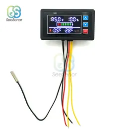 Voltímetro digital à prova d'água de DC 9V-100V com controle de lítio de controle de chumbo com temperatura Indicador de capacidade de bateria 12V 24V 48V 72V