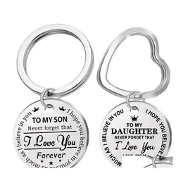 Key Rings Ring Stainless Steel I Love You Keychain My Son Daughter Keyrings Bag Hangs Fashion Jewelry Dhs X20Fz Drop Delivery Dhqv9