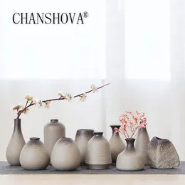 Vaser Chanshova China Pottery Small Vase Retro Flower Floral Ceramic Decorative Container Modern Home Decoration H307