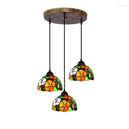 Lâmpadas pendentes Restaurante Small Candelier Dinning Room Lights Coffee Shop Bar Study Corredor Lamp Tiffany Glass European Retro