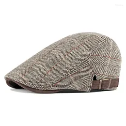 Bérets 2023 coton quatre saisons couleur unie Joker Plaid Sboy casquettes casquette plate hommes et femmes peintre béret chapeaux 54