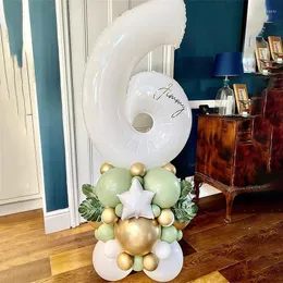 Dekoracja imprezowa 35pcs/set Avocado zielone balony Zestaw biały numer lateksowy Złoty Balon urodziny
