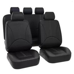 Автомобильные чехлы для автомобильных сидений 4pcs/9pcs pu кожа Universal Cover Full Set Black Protector Automobiles