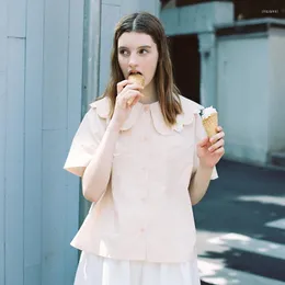 البلوزات النسائية Bebobsons Harajuku Ice مطرزة قميص قصير الأكمام الصيف واحد الصدر أعلى Blusas Mujer de Moda 2023