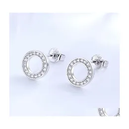 Stud Authentic 925 Sterling Sier Circle Earring med originalboxuppsättning för Pandora CZ Diamond Women Fashion Earrings77 Q2 Drop Delive Dhown