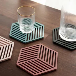 Bordmattor Kuddar Silikon Tabellisolering Matt Cup Hexagon Pad Heat-isolerad skål Placemat Heminredning Desktopmats Padsmats