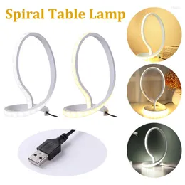Bordslampor LED Spiral Lamp USB Ladda vit varm ljus höjd justerbar säng natt modern hallar sovrum party belysning