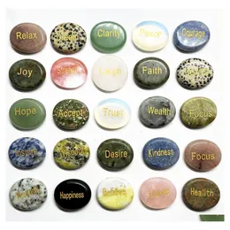 Stone Lettered Oval Worry Thumb Gems Natural Quartz Healing Crystal Therapy Reiki Treatment Spiritual Minerals Mas Art Craft Drop De Dhrmo