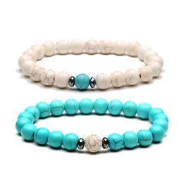 Arts And Crafts Fashion Natural Stone Bracelet 8Mm White Blue Turquoise Bead For Women Men Drop Delivery Home Garden Dhk9B