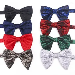 Szyi Maza moda Jacquard Big Bowties for Women Groom Wedding Bow Tow Remis Business Party Gravatas 12,5 8,5 cm Czarny Cravat