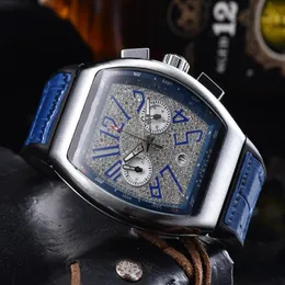 Owalne kształty diamenty wybierane lodowane zegarek skórzane mężczyźni kwarcowy ruch słynny marka przyjęcie na przyjęcie na rękę zegar zegarowy257i