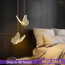 Pendant Lamps Bedroom Bedside Acrylic Chandelier Creative Personality Butterfly Children's Master Lamp