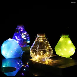 Luci notturne Creative LED Bottiglia di vetro Luce Stringa Lampada ottagonale Giardino Casa Matrimonio Natale