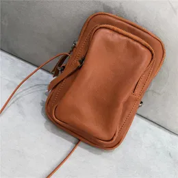 Torby wieczorowe naturalny skórzany crossbody dla kobiet na telefon komórkowy Zmiana worka do przechowywania ręcznie robione wca