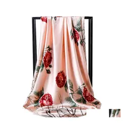 Şallar Bahar Eşarpları Kadın Simation Satin Baskı Profesyonel Eşarp Kerchief Toptan 90x90cm Damla Teslimat Moda Aksesuarları Otqdi