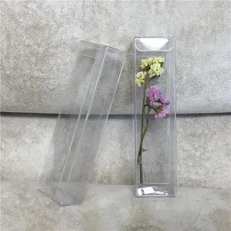 ギフトラップ10pcs/lot clear pvcボックスフラワーパッケージ透明なディスプレイボックスジュエリーケーキ3x4x16cm