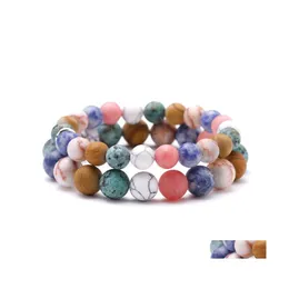 Charm armband 8mm frostade stenarmband f￶r m￤n mode naturliga stenar p￤rlor chakra yoga armbanden smycken kvinnor g￥va h2a z drop deli dh4ic
