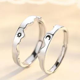 Pierścionki ślubne moda srebrna para dla miłośników akcesoriów biżuterii zespołu
