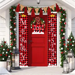 Parti Dekorasyon Dekoratif Çarşamba Noel Ekose Mektup Baskı Kapısı Banner Perde Portiere Ev Mağazaları