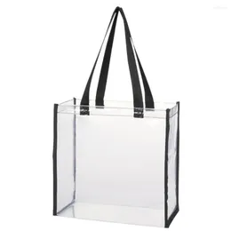 Storage Bags PVC Plastic Tote With Handles Women Clear Gift See Through Beach For Lunch Works School Sports 30 15cm