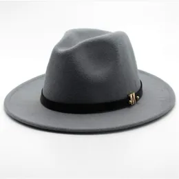 Chapéus de aba larga Homens unissex homens autênticos fedora chapéu com cinto panamá jazz inverno trilby tamanho 56-58cm