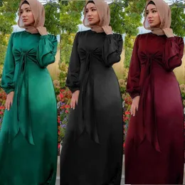 Этническая одежда арабские одежды abayas eid ramadan satin dress Мусульманское женское сплошное цветовое повседневное лето Дубай Абая Турция скромный исламский