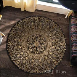 Carpets Mandala Floral Paisley Round Carpet Area Rug Sofa Foot Pad Colorful Side Table Mats Chair Mat For Bedroom Living Room Playroom