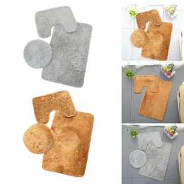 Coprisedili WC 3 pezzi / set Tappetino da bagno Tappeto da bagno Morbido peluche Soffice a forma di U Assorbimento d'acqua Tappeto antiscivolo Coperchio Coperchio Tappetini per la casa Tappetini