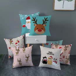 Kissenbezug mit Weihnachts-Cartoon-Druck, Pfirsichhaut-Stoff, quadratisch, 45 cm, Überwurf für Sofa, Heimdekoration