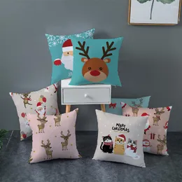 Fodera per cuscino Natale cartone animato stampa pelle di pesca tessuto serging quadrato 45 copridivano decorativo per la casa