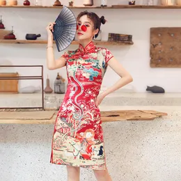 Ubranie etniczne Orientalne kobiety Tradycyjny chiński styl retro szczupły cheongsam harajuku druk przyjęcie ślubne Cosplay qipao hanfu tang su