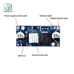 7-32V a 1-30V Módulo de fonte de alimentação de redução de redução DC-DC 3A Regulador de tensão de Buck Ajustável 24V 12V Substitua LM2596