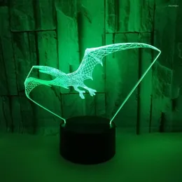 Lampade da tavolo Pterosauro 3D Night Deco Colorato Touch Led Lampada da scrivania visiva Atmosfera regalo Stereo