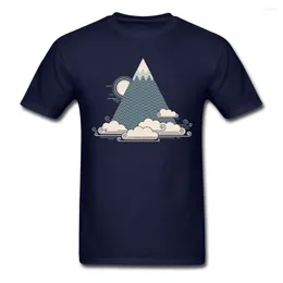 رجال القمصان Men Cloud Mountain Tshirt Music Graphics أصفر المحملات لأكمام قصيرة جيدة